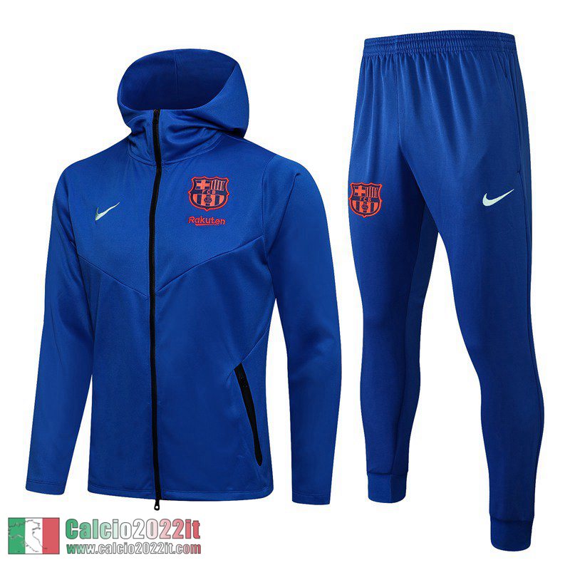 Barcellona Full-Zip Giacca Cappuccio Blu scuro 2021 2022 JK58