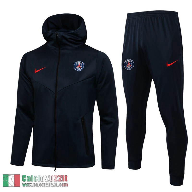 PSG Paris Full-Zip Giacca Cappuccio zaffiro 2021 2022 JK60