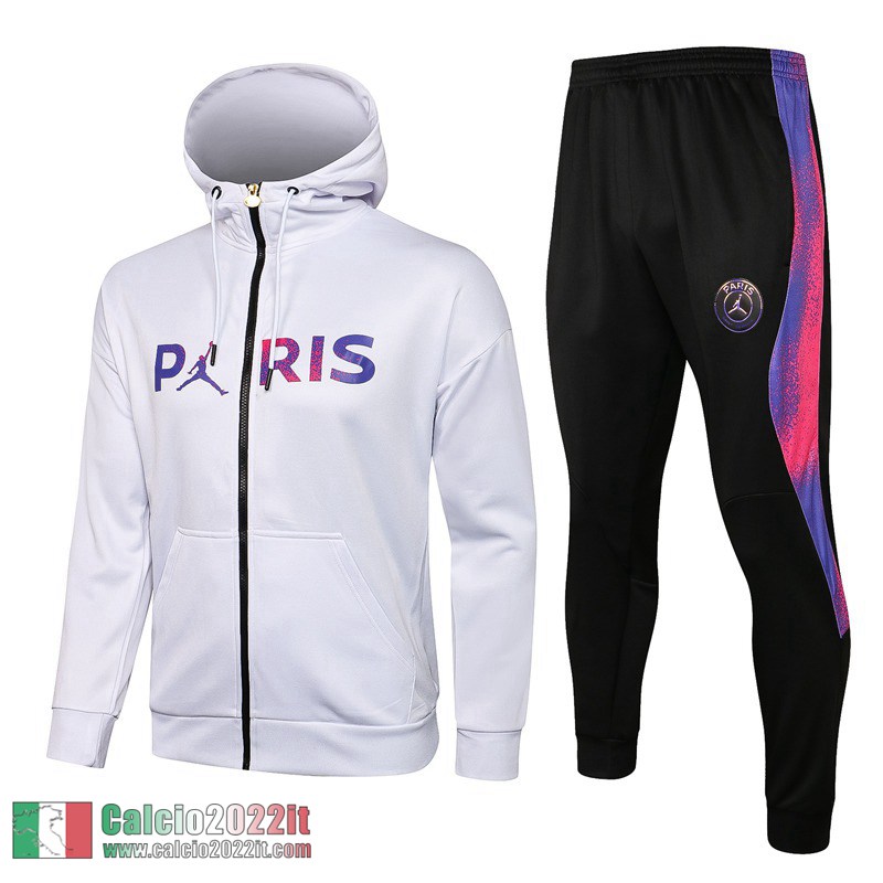 PSG Paris Full-Zip Giacca Cappuccio Bambini bianca 2021 2022 TK31