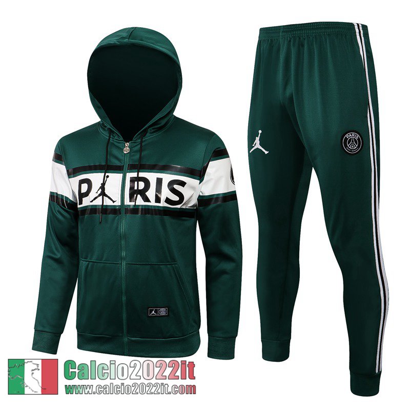 PSG Cappuccio Hoodie Full-Zip Giacca Uomo verde JK80 2021 2022