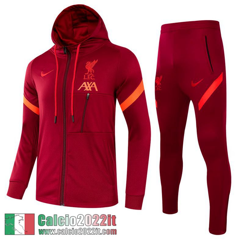 Liverpool Tuta Calcio Cappuccio Bambini Rosso scuro TK40 2021 2022