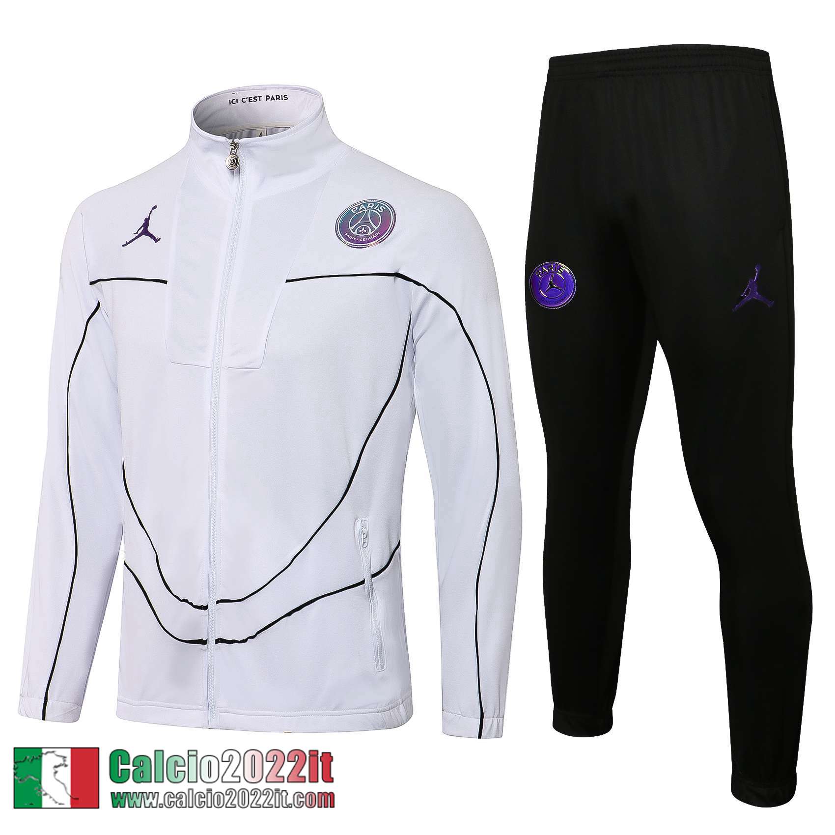 PSG Full-Zip Giacca Uomo bianca JK91 2021 2022