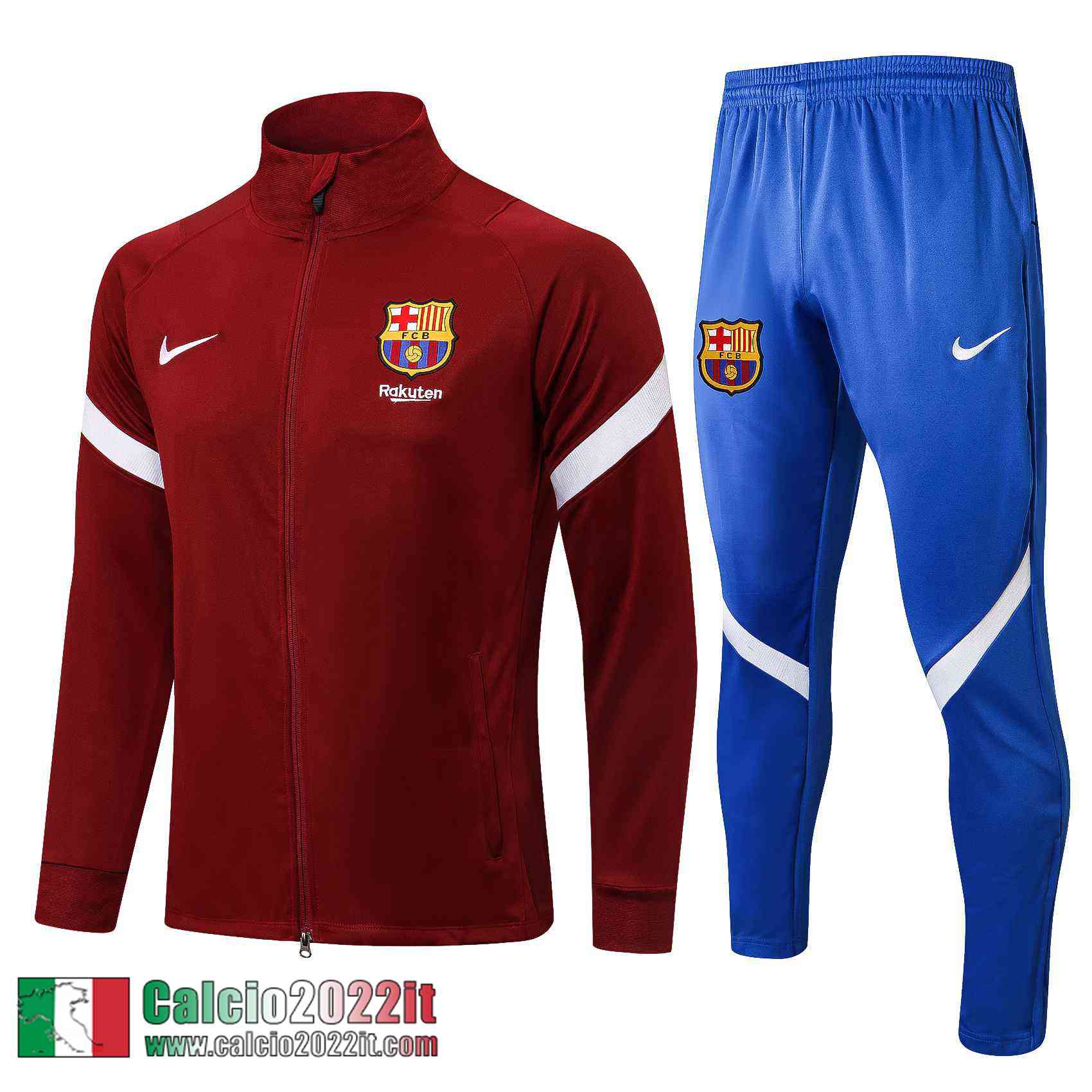 Barcellona Full-Zip Giacca Uomo rosso JK92 2021 2022