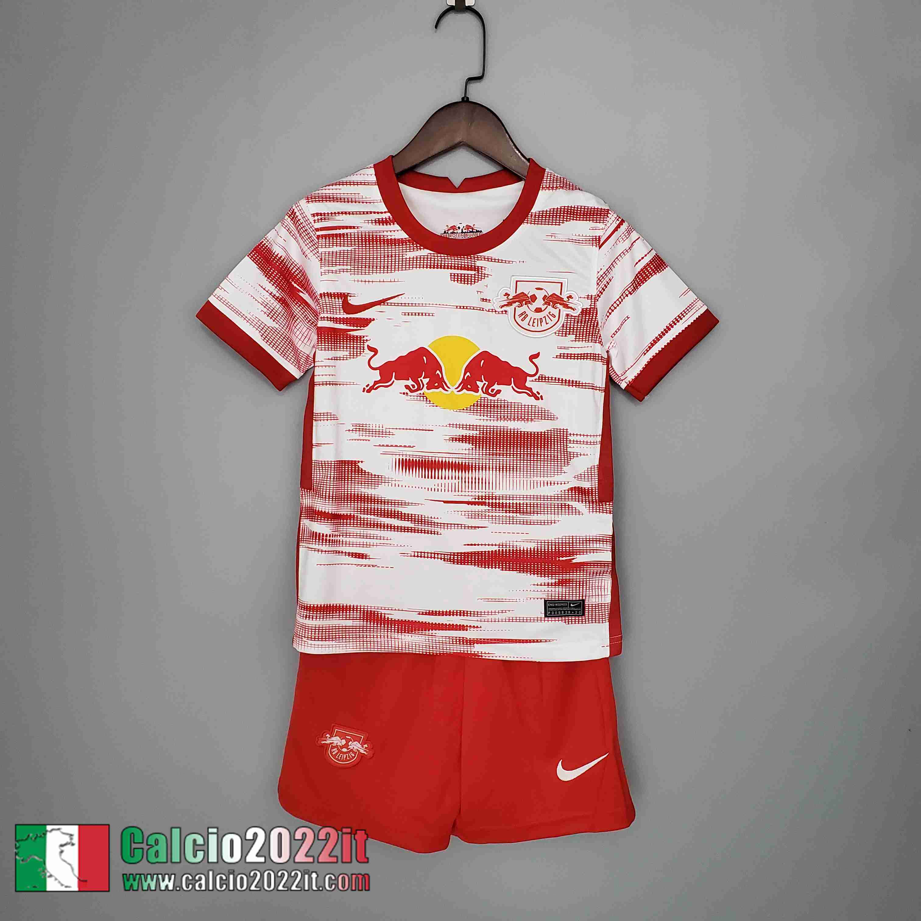 Prima Leipzig Red Bull Maglia Calcio Bambini Bambini 2021 2022