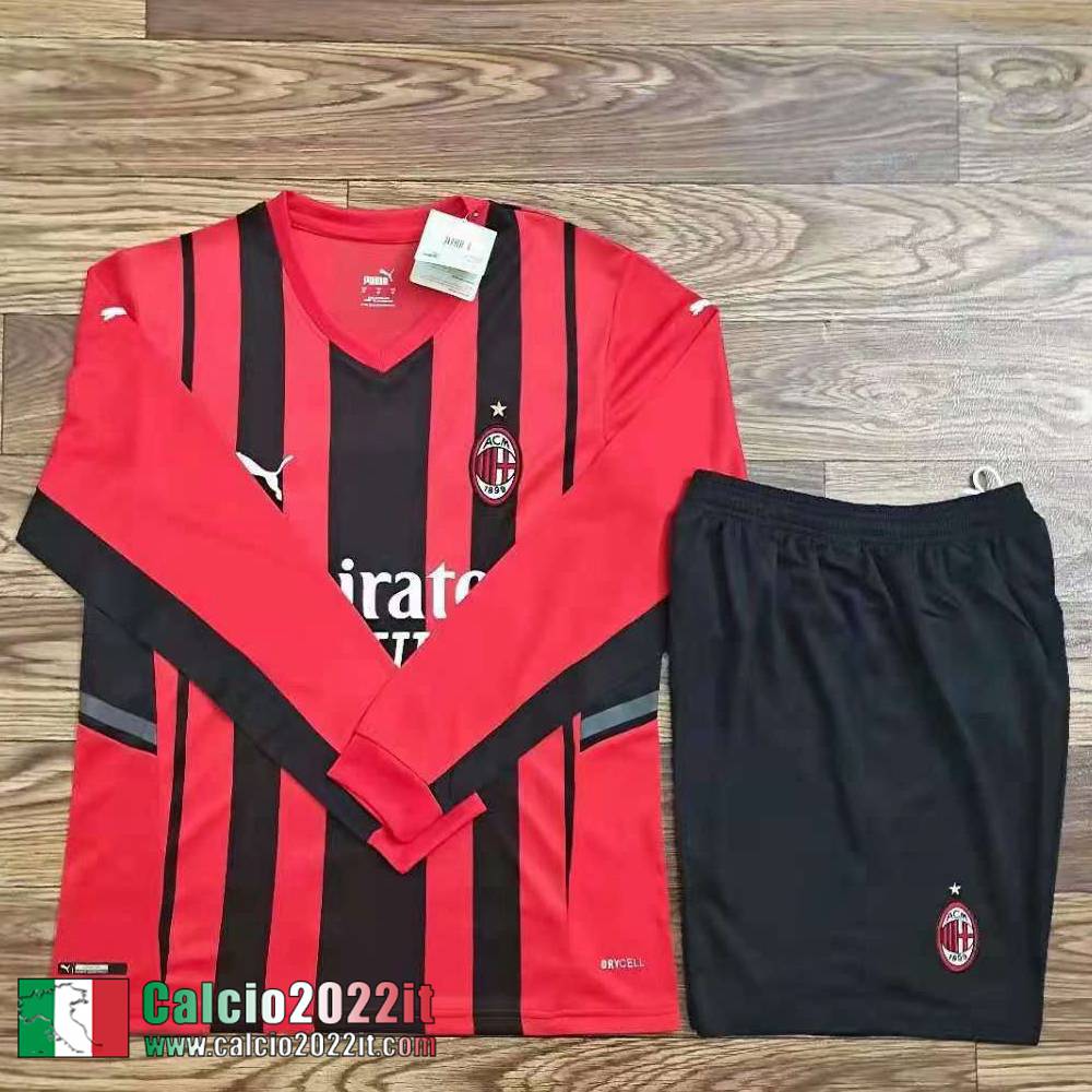 Prima AC Milan Maglia Calcio Manga Larga Uomo 2021 2022