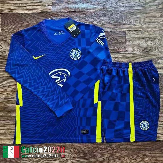 Prima Chelsea Maglia Calcio Manga Larga Uomo 2021 2022