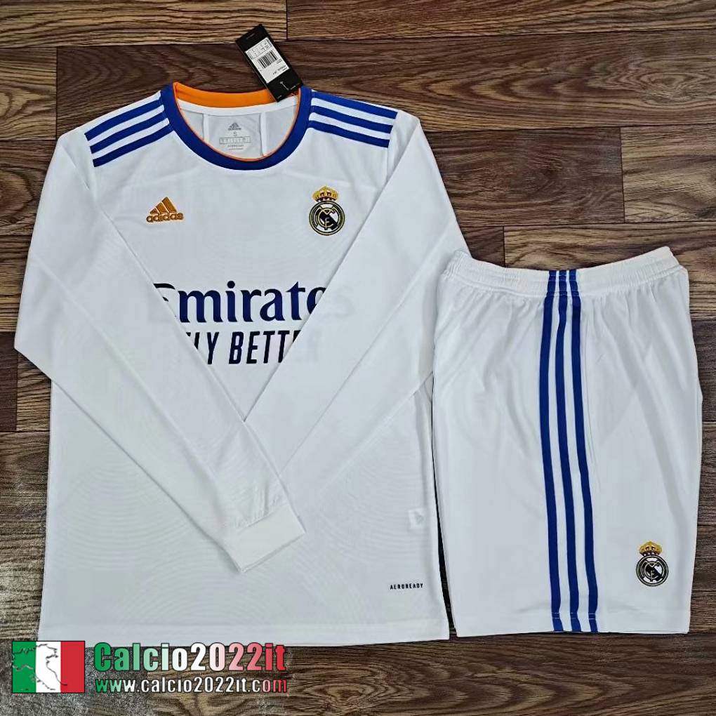 Prima Real Madrid Maglia Calcio Manga Larga Uomo 2021 2022