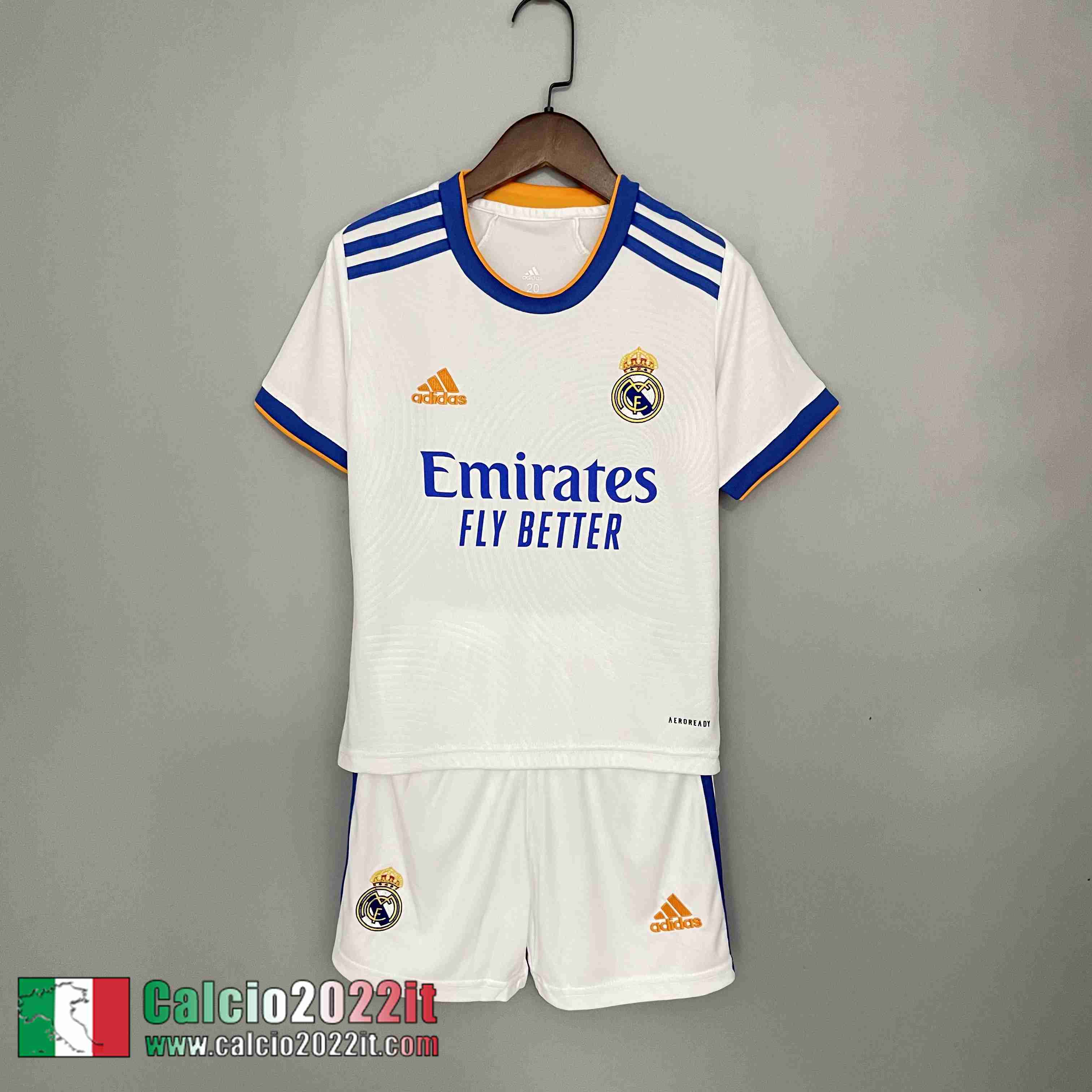 Prima Real Madrid Maglia Calcio Bambini Bambini 2021 2022