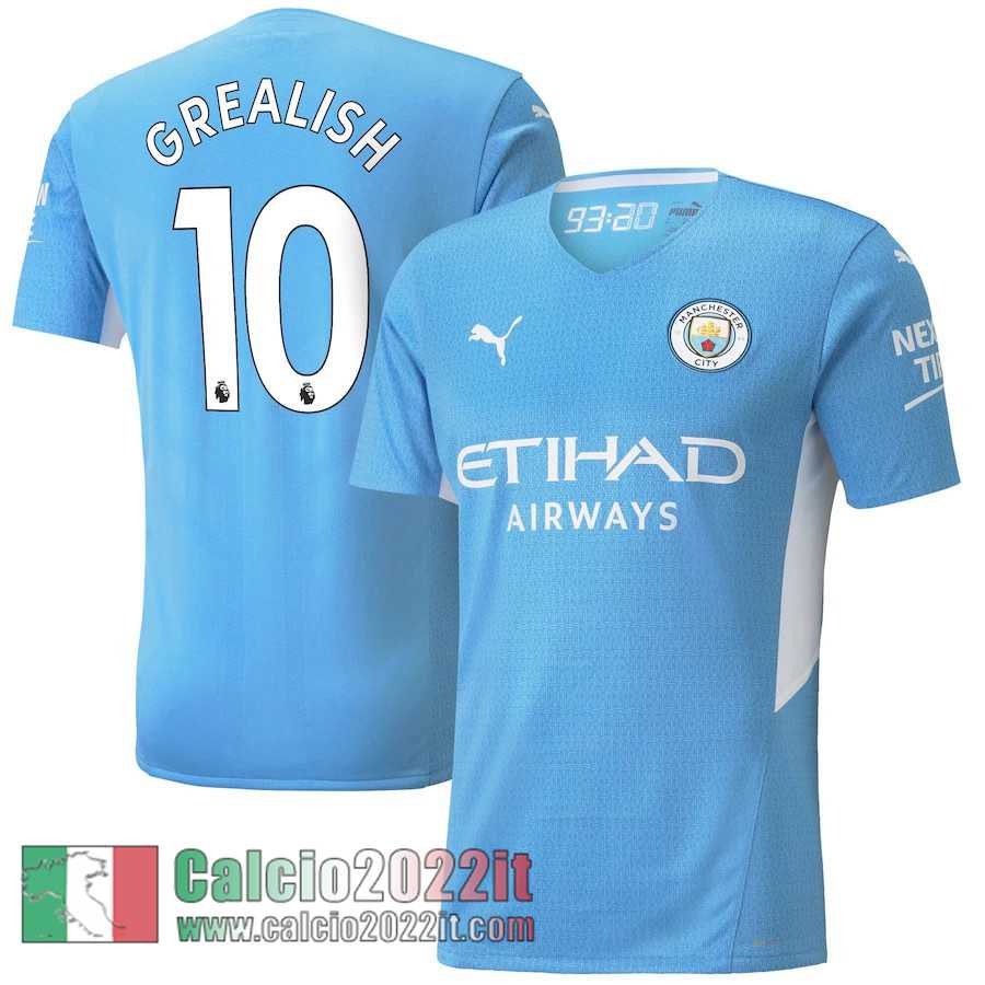 Prima Manchester City Maglia Calcio Uomo # Grealish 10 2021 2022