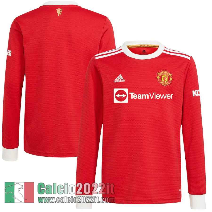 Prima Manchester United Maglia Calcio Manga Larga Uomo 2021 2022