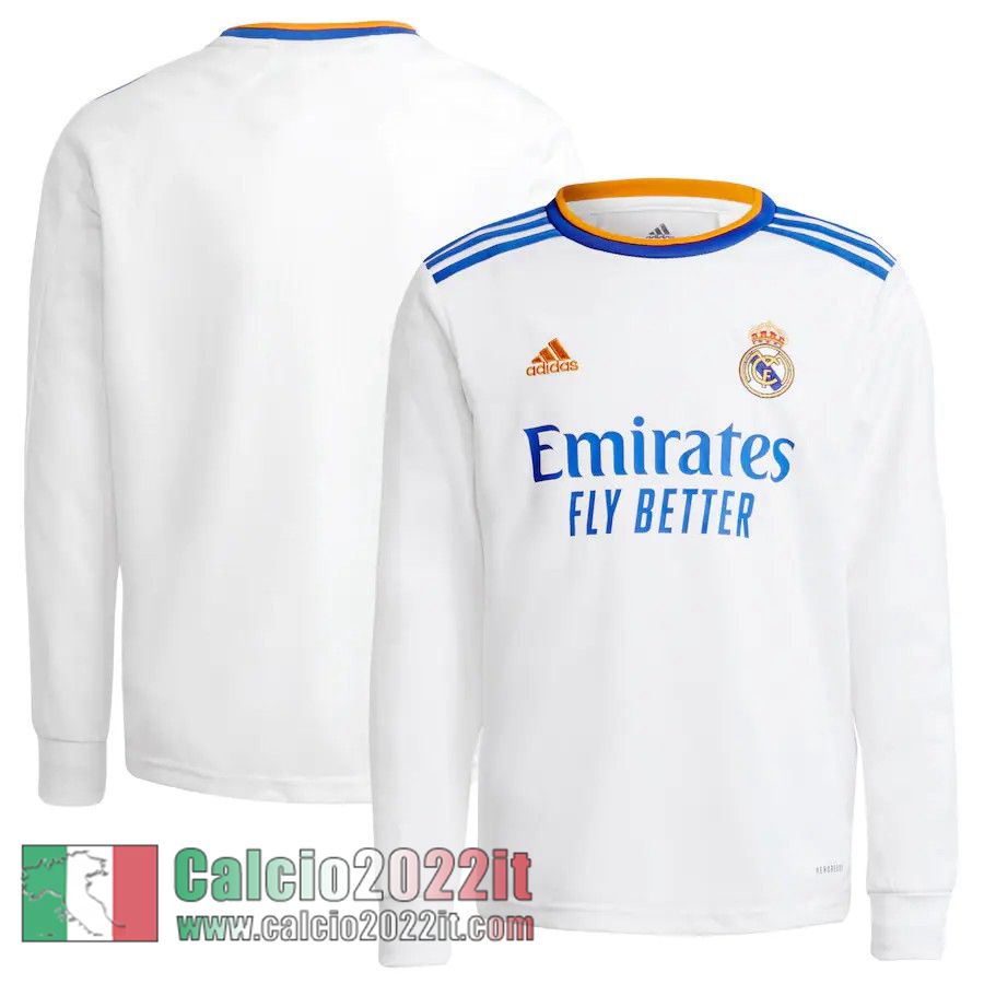 Prima Real Madrid Maglia Calcio Manga Larga Uomo 2021 2022