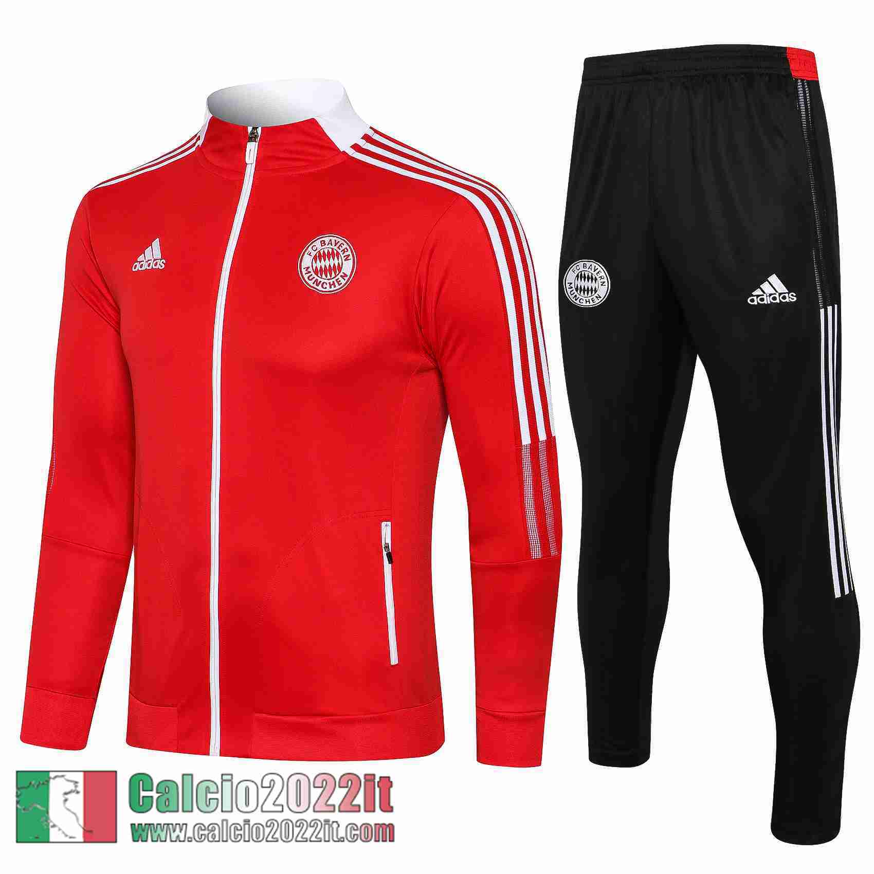 rosso Bayern Monaco Full-Zip Giacca Uomo JK114 2021 2022