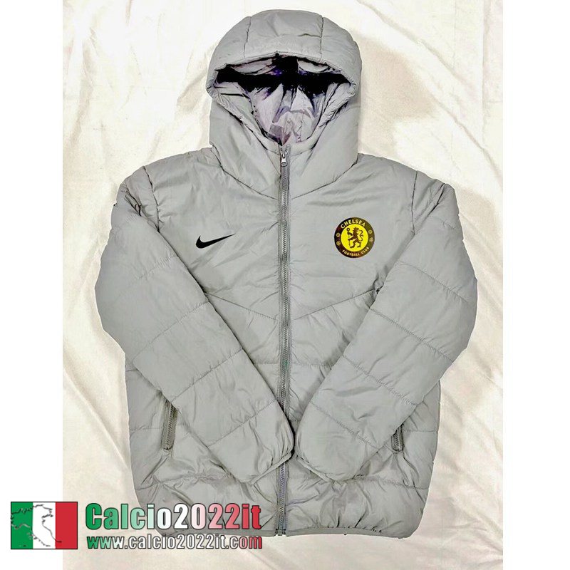 Piumino Calcio Cappuccio Chelsea Grigio Uomo 2022 2023 DD97