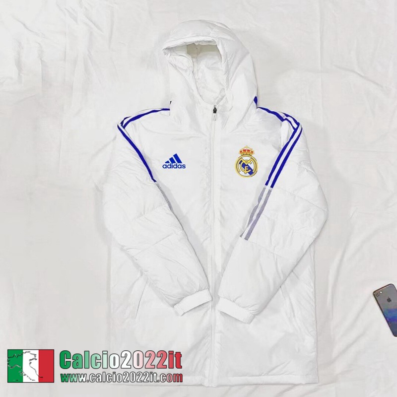 Piumino Calcio Cappuccio Real Madrid Bianco Uomo 2022 2023 DD121