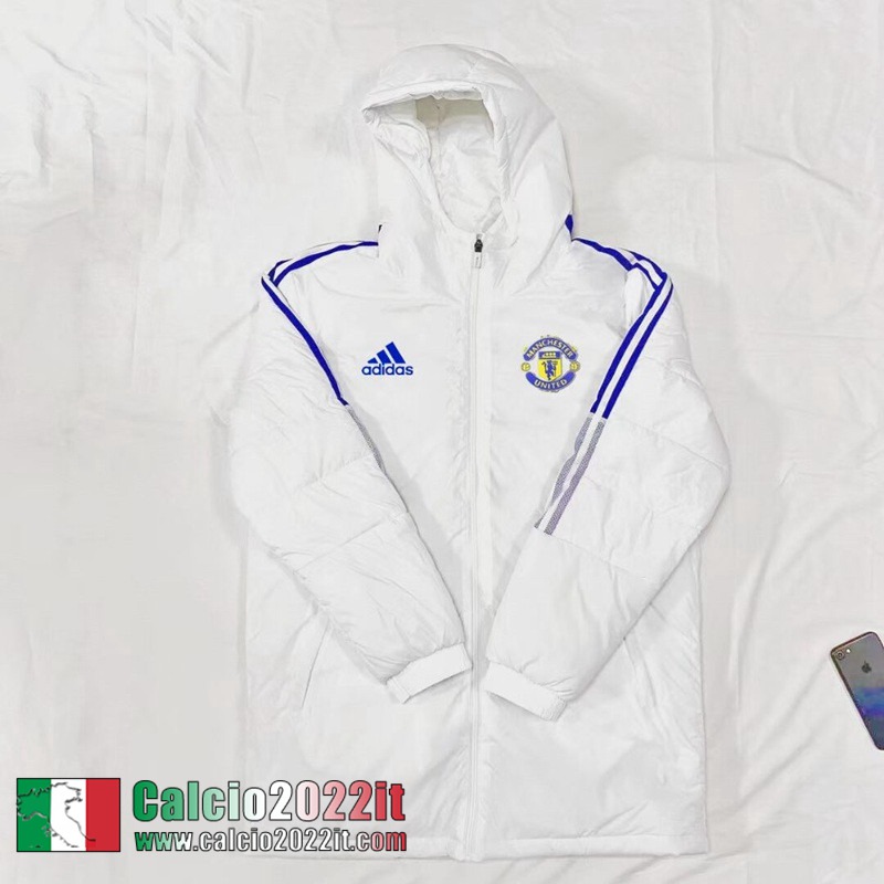 Piumino Calcio Cappuccio Manchester United Bianco Uomo 2022 2023 DD137