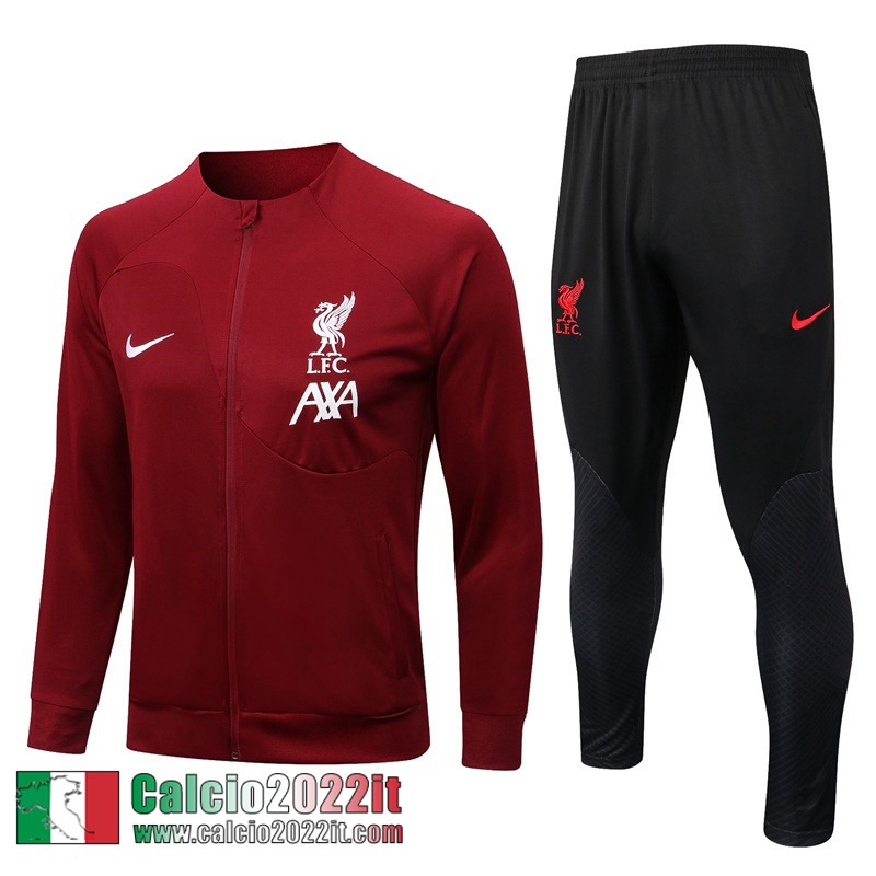 Full Zip Giacca Liverpool rosso scuro Uomo 2022 2023 JK558