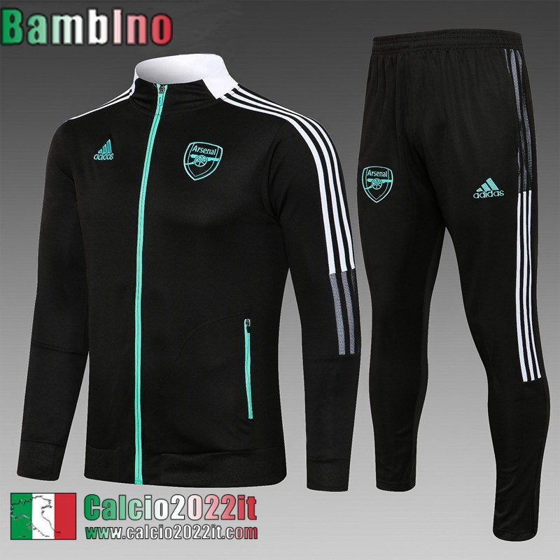 Full Zip Giacca Arsenal Nero Bambini 2022 2023 TK428