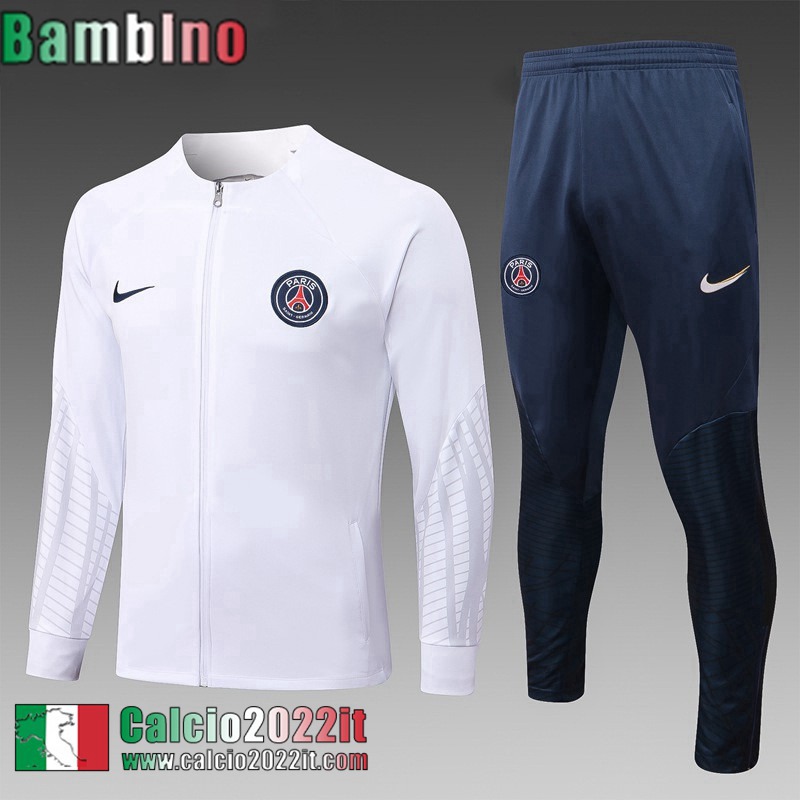 Full Zip Giacca PSG Bianco Bambini 2022 2023 TK431