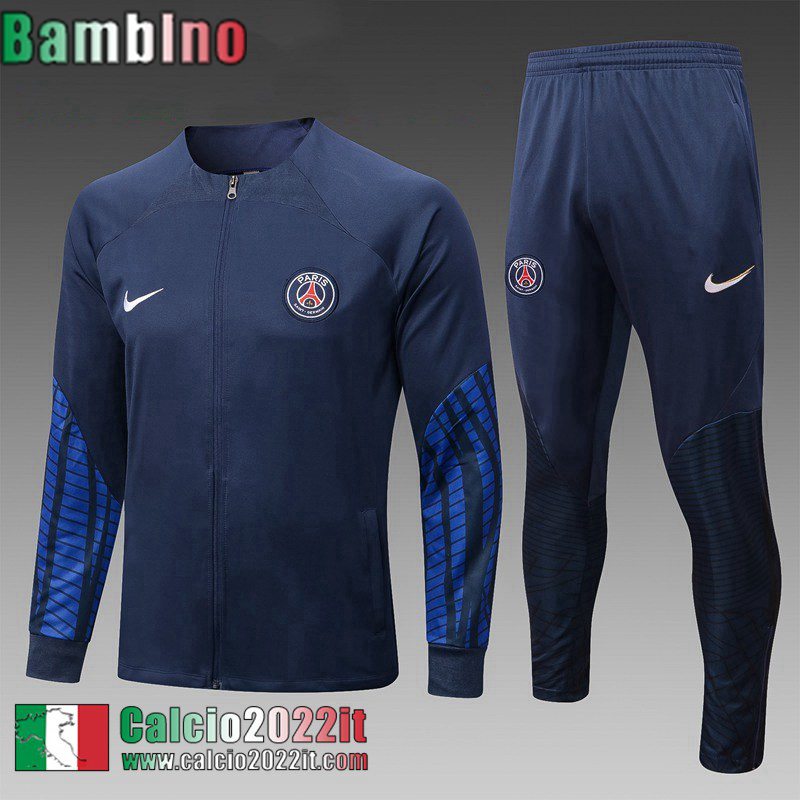 Full Zip Giacca PSG blu Bambini 2022 2023 TK432