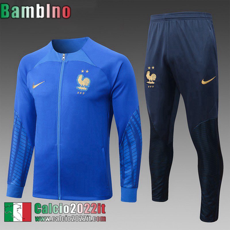 Full Zip Giacca Francia blu Bambini 2022 2023 TK448