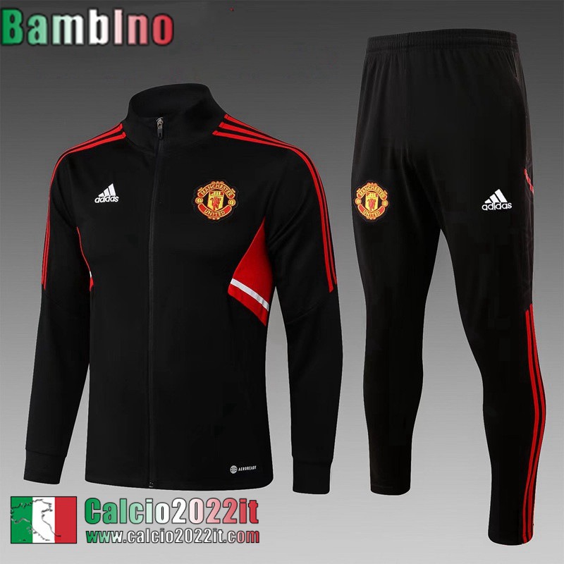 Full Zip Giacca Manchester United blu Bambini 2022 2023 TK467