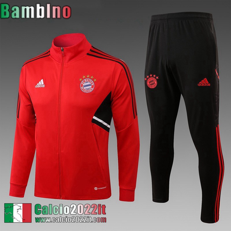 Full Zip Giacca Bayern Monaco rosso Bambini 2022 2023 TK469