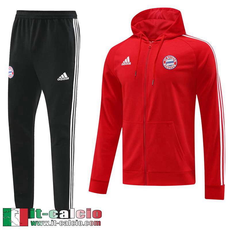 Giacca a vento Cappuccio Bayern Munich rosso Uomo 2022 2023 JK649