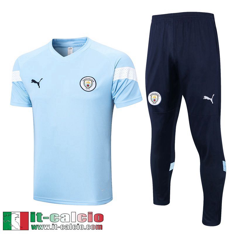 Tute Calcio T Shirt Manchester City azzurro Uomo 2022 2023 TG637