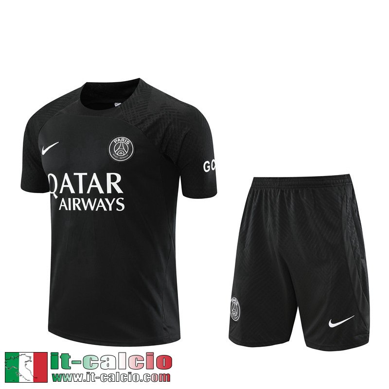 Tute Calcio T Shirt PSG nero Uomo 2022 2023 TG654