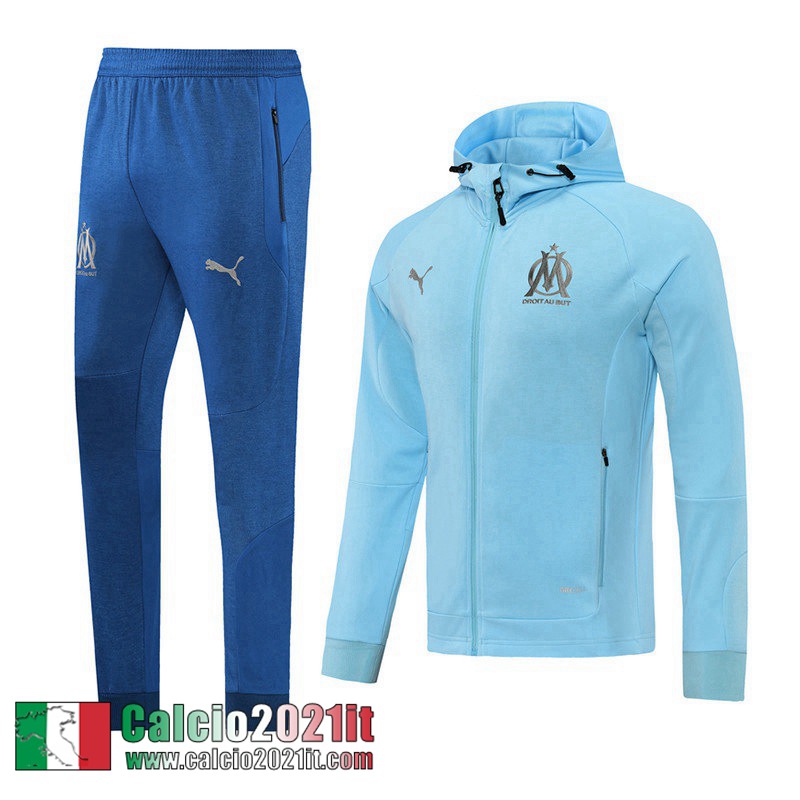 Olympique Marsiglia Full Zip Hoodie - Giacca cielo blu Uomo 2022 2023 JK309