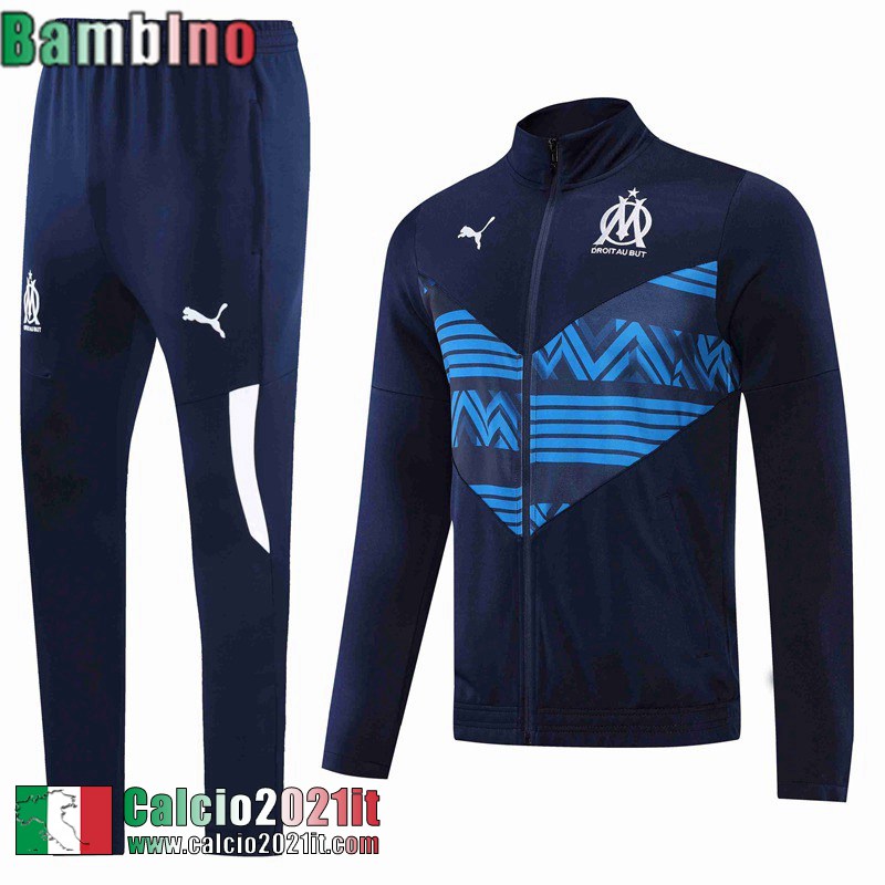 Olympique Marsiglia Full Zip Giacca blu navy Bambino 2022 2023 TK246