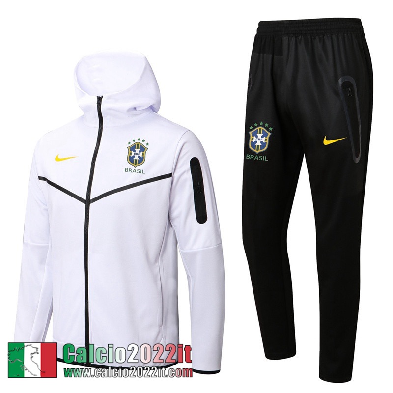 Brasile Full Zip Hoodie - Giacca Bianco Uomo 2022 2023 JK338