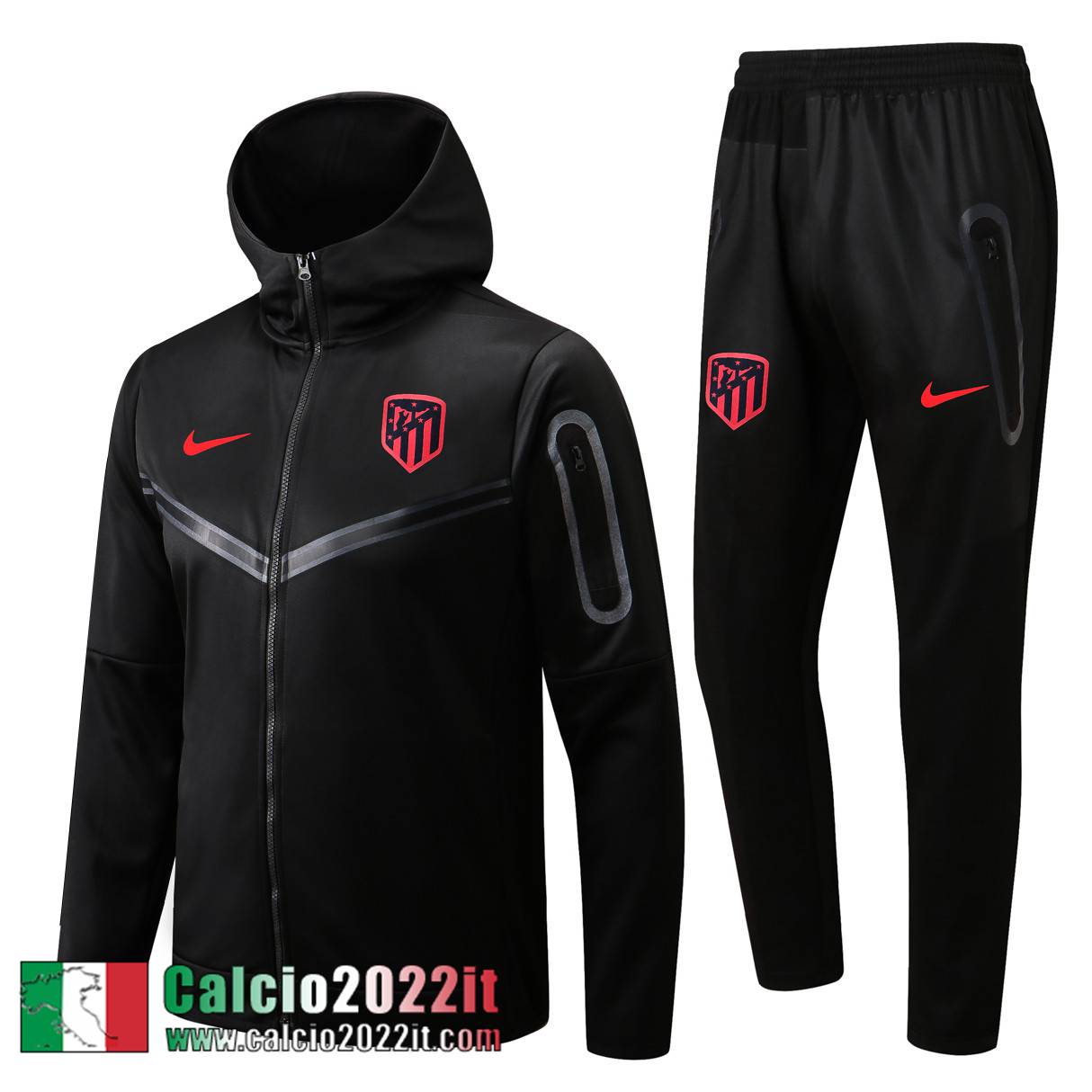 Atletico Madrid Full Zip Hoodie - Giacca Nero Uomo 2022 2023 JK427