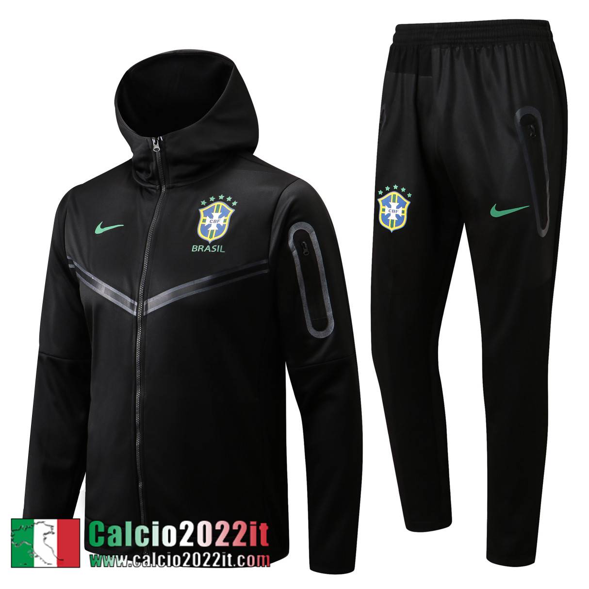 Brasile Full Zip Hoodie - Giacca Nero Uomo 2022 2023 JK432