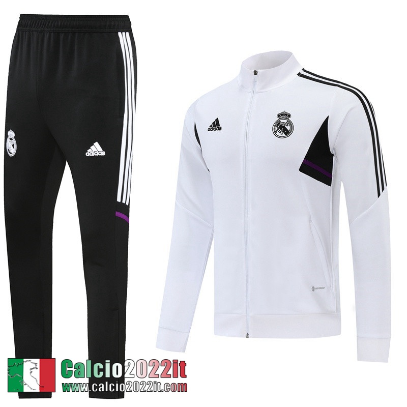 Real Madrid Full Zip Giacca Bianco Uomo 2022 2023 JK444