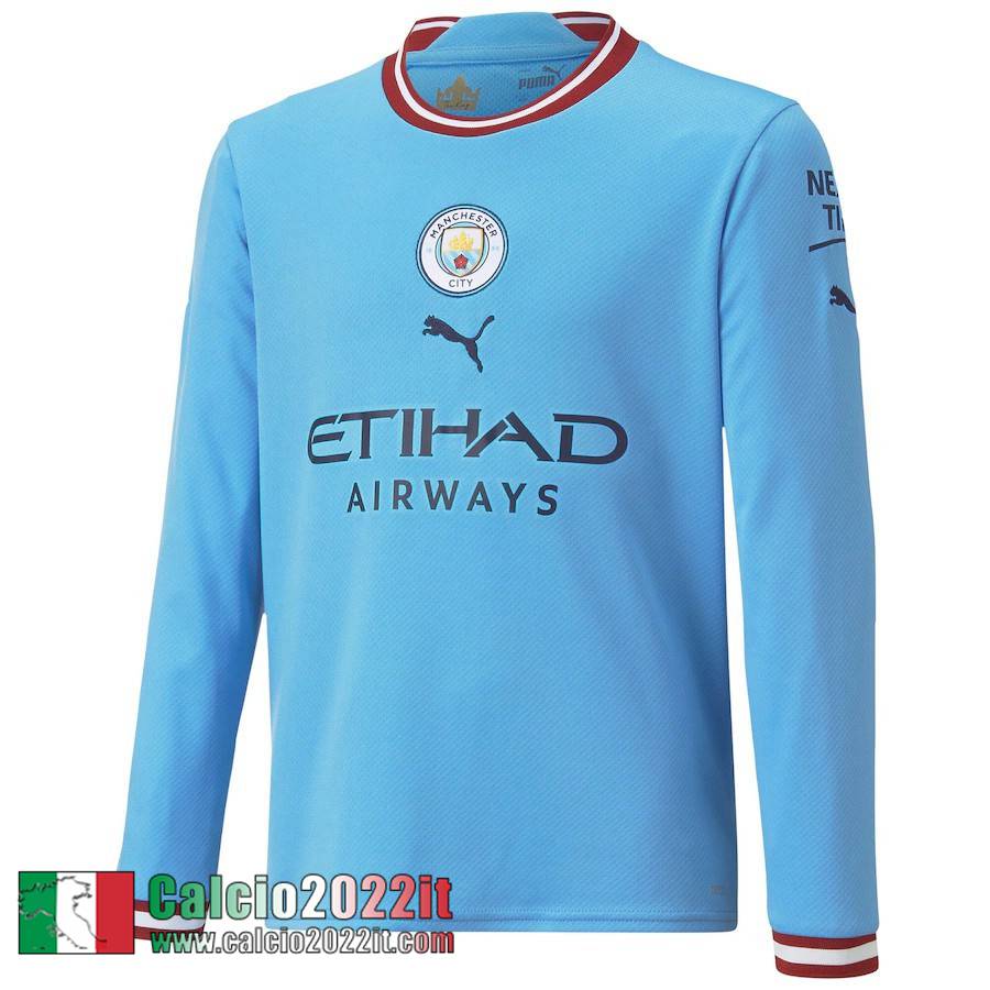 Manchester City Maglia Calcio Manga Larga Prima Uomo 2022 2023