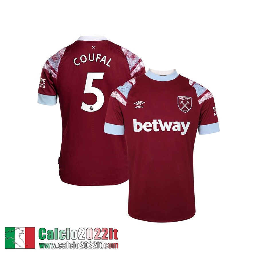 West Ham United Maglia Calcio Prima Uomo 2022 2023 Coufal 5