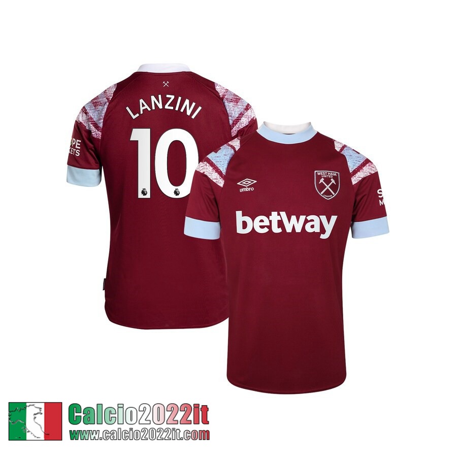 West Ham United Maglia Calcio Prima Uomo 2022 2023 Lanzini 10