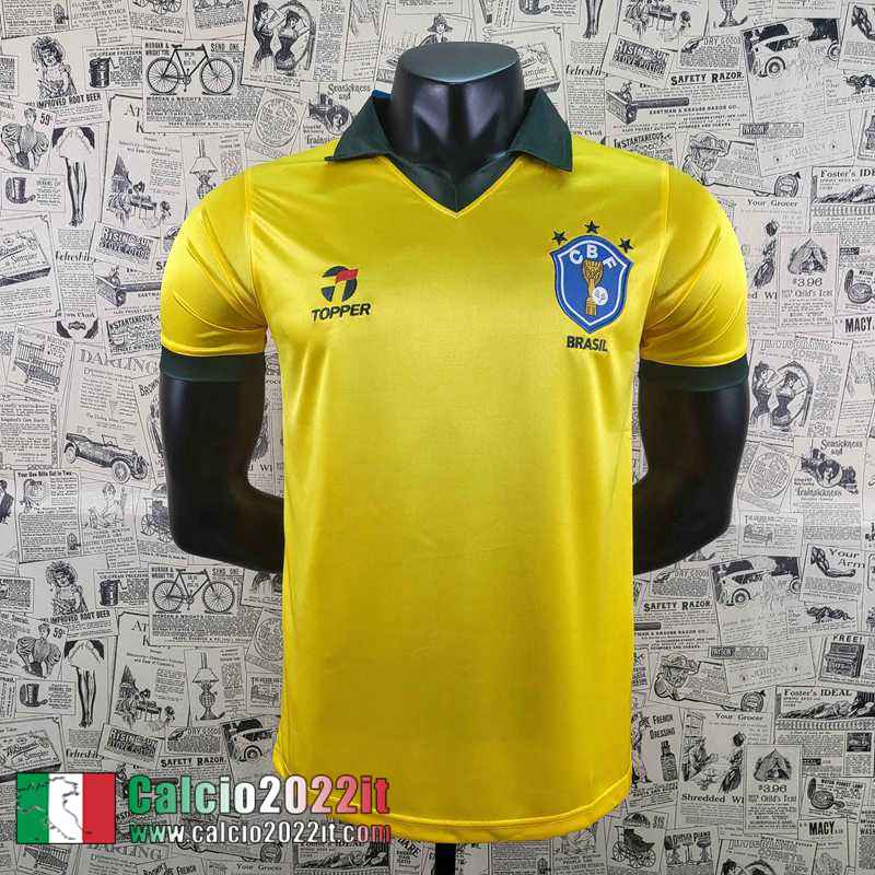 Brasile Retro Maglia Calcio Coppa del Mondo Giallo Uomo 1986 AG28