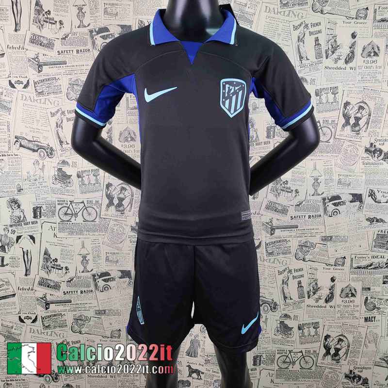 Atletico Madrid Maglia Calcio Nero Bambini 2022 2023 AK21