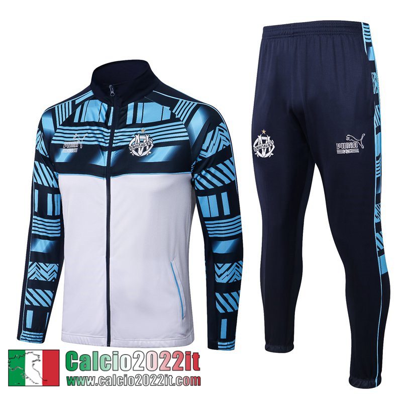 Olympique Marsiglia Full Zip Giacca Bianco blu Uomo 2022 2023 JK485