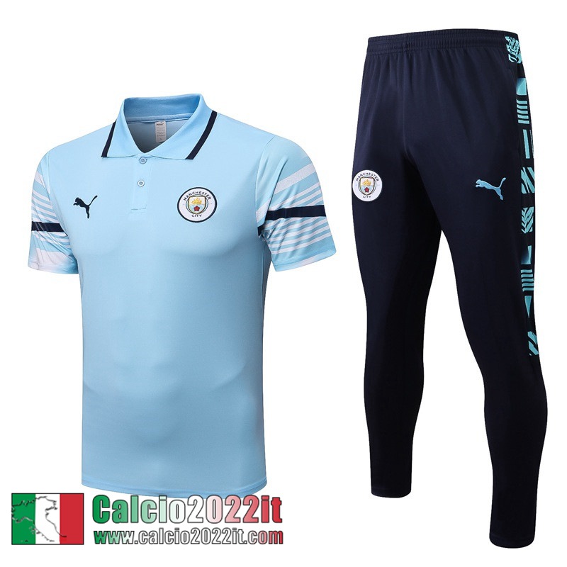 Manchester City Polo Shirts blu Uomo 2022 2023 PL607