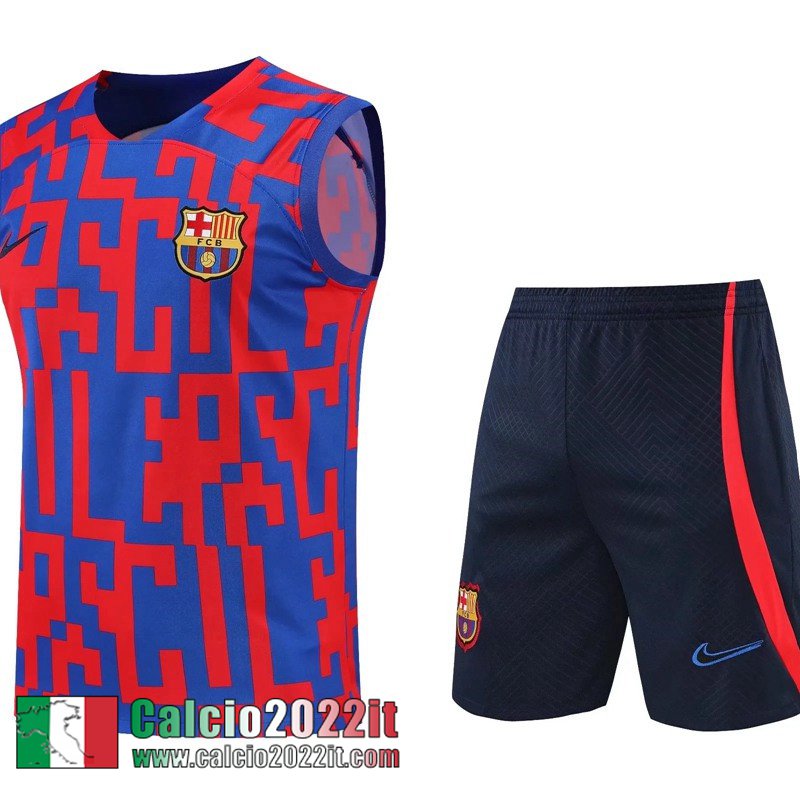 Barcellona Tute Calcio Senza maniche Rosso & blu Uomo 2022 2023 TG406