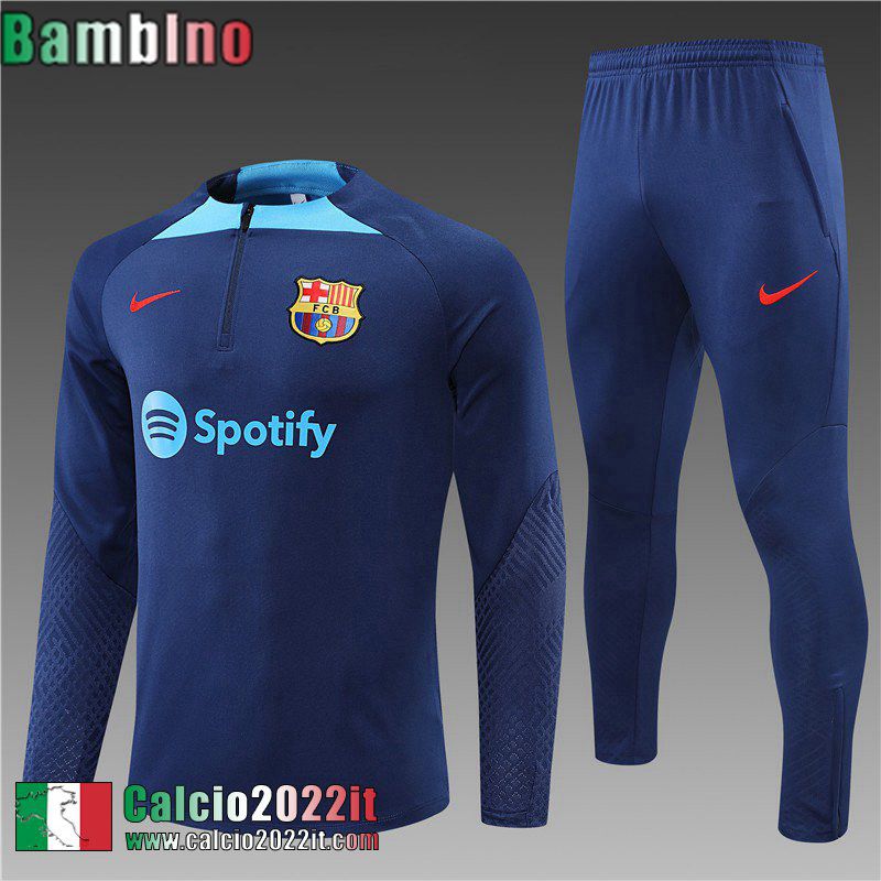 Barcellona Tute Calcio Blu Reale Bambini 2022 2023 TK356