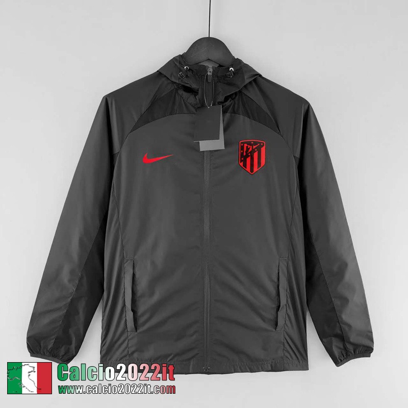 Atletico Madrid Giacca a vento Cappuccio Nero Uomo 2022 2023 WK129