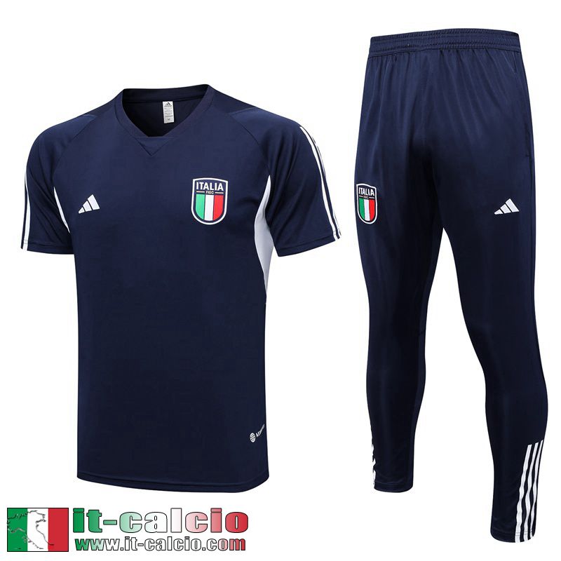 Italia Tute Calcio T Shirt blu navy Uomo 2023 2024 TG751