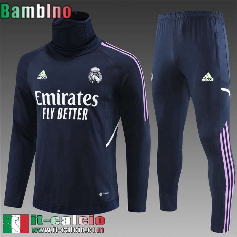 Real Madrid Tute Calcio Collo alto blu navy Bambini 2022 2023 TK560