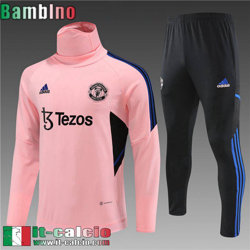 Manchester United Tute Calcio Collo alto rosso Bambini 2022 2023 TK564