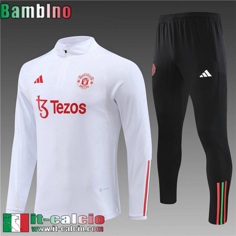 Manchester United Tute Calcio Bianco Bambini 2023 2024 TK581