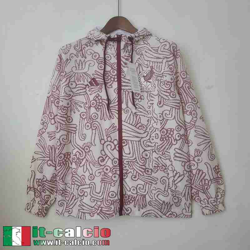 Messico Giacca a vento Cappuccio rosso bianco Uomo 2023 2024 WK246